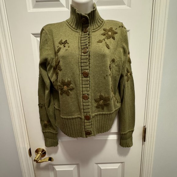 Telluride Clothing co. size large green button up sweater - Picture 5 of 5
